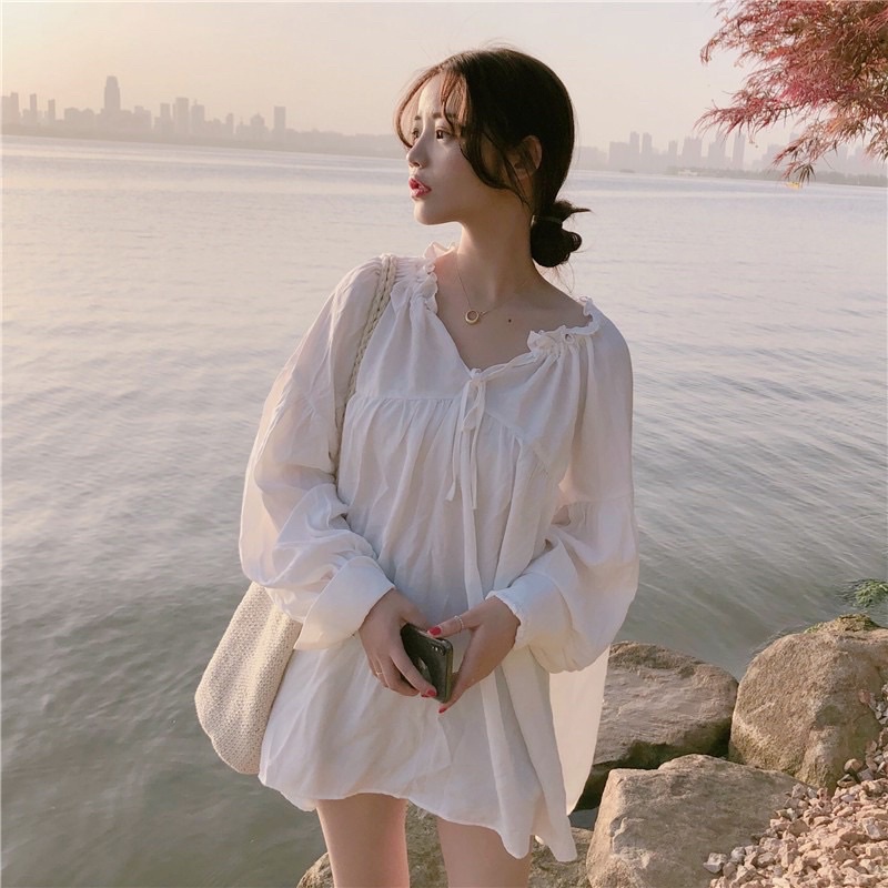 ◊(SẴN) Áo babydoll form rộng oversize ulzzang giả váy đầm giấu quần đi học du lịch Tết bigsize | BigBuy360 - bigbuy360.vn