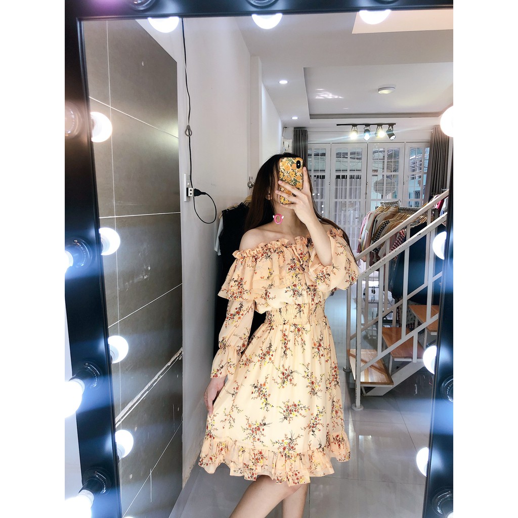 [Mã SKAMA06 giảm 8% tối đa 50K đơn 250K] [FREESHIP] ĐẦM HOA TRỄ VAI BÈO TẦNG CAM | BigBuy360 - bigbuy360.vn