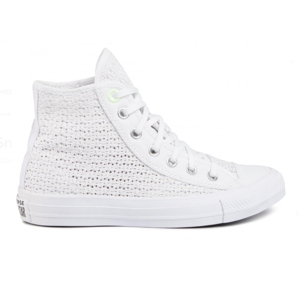 GIÀY CONVERSE: Chuck Taylor All Star Hi Summer Getaway Knitted Crocheted Trainers White TRẮNG