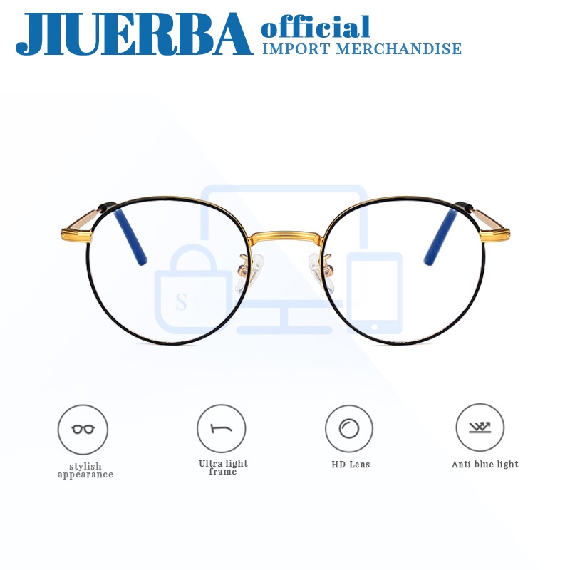 JIUERBA Mắt Kính Tròng Tròn Chống Bức Xạ Phong Cách Hàn Quốc Cho Nam Và Nữ