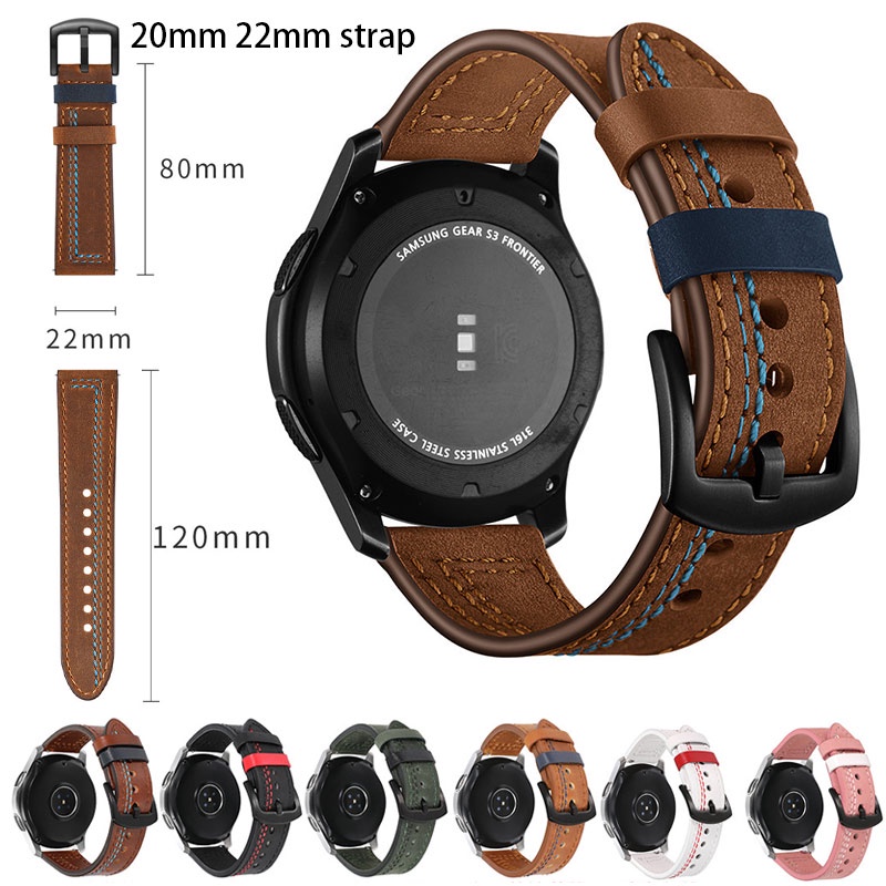 Dây Đeo Bằng Da 18 / 20 / 22 / 24 MM Cho Đồng Hồ Thông Minh Samsung Galaxy watch 4 / classic / Active 2 46mm / 42mm / 40mm / 44mm