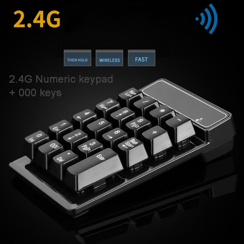 Bàn phím số không dây mini USB 2.4GHz 19 Phím số Pad Bộ thu Numpad cho máy tính xách tay Win XP / 7/8