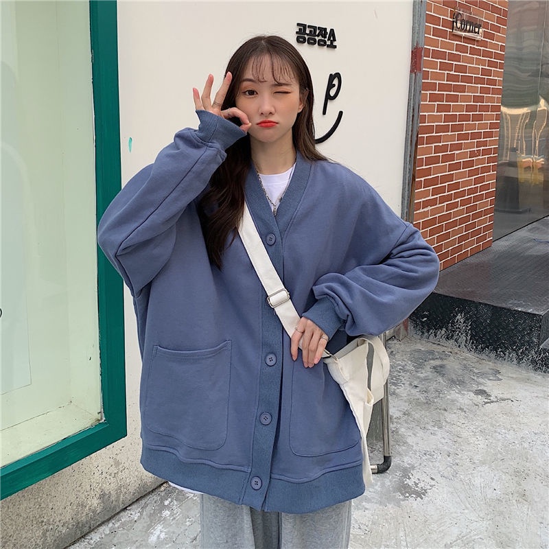 Áo Khoác Cardigan Dáng Rộng Phong Cách Hàn Quốc