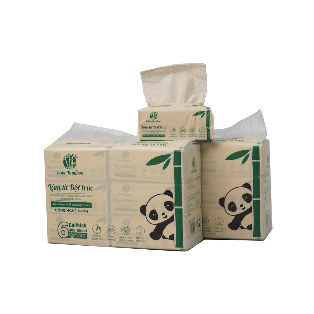 Giấy ăn cao cấp Bobo Bamboo 11 gói giấy rút