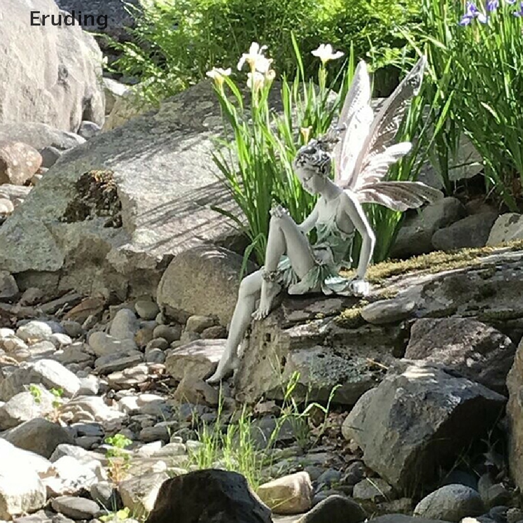 Mô hình nàng tiên đang ngồi bằng nhựa resin dùng cho trang trí vườn