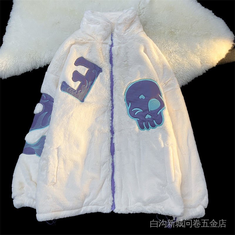 Áo khoác cotton lông cừu phong cách hip hop thời trang thu đông cho nam và nữ