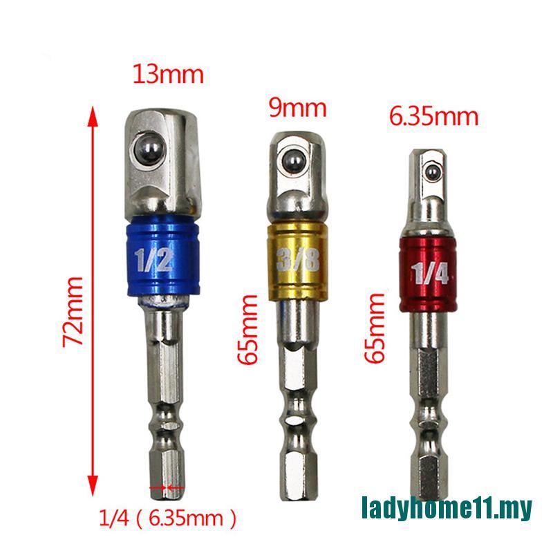 Bộ 3 Đầu Chuyển Đổi Mũi Khoan 1 / 4 "3 / 8" 1 / 2 Cho Máy Bắt Vít