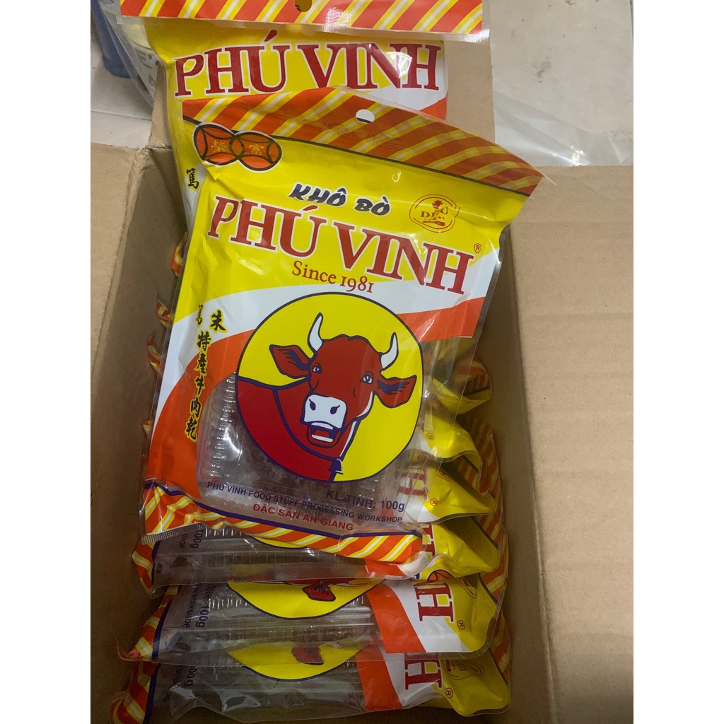Khô bò PHÚ VINH thượng hạng, Khô bò đặc sản dùng để làm quà tặng hay để làm đồ ăn vặt bảo đảm ngon. Khối lượng 500g | BigBuy360 - bigbuy360.vn