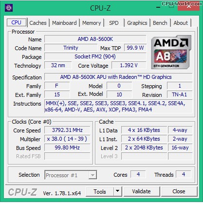 CPU AMD A8 5600k (4M Cache, 3.6Ghz)