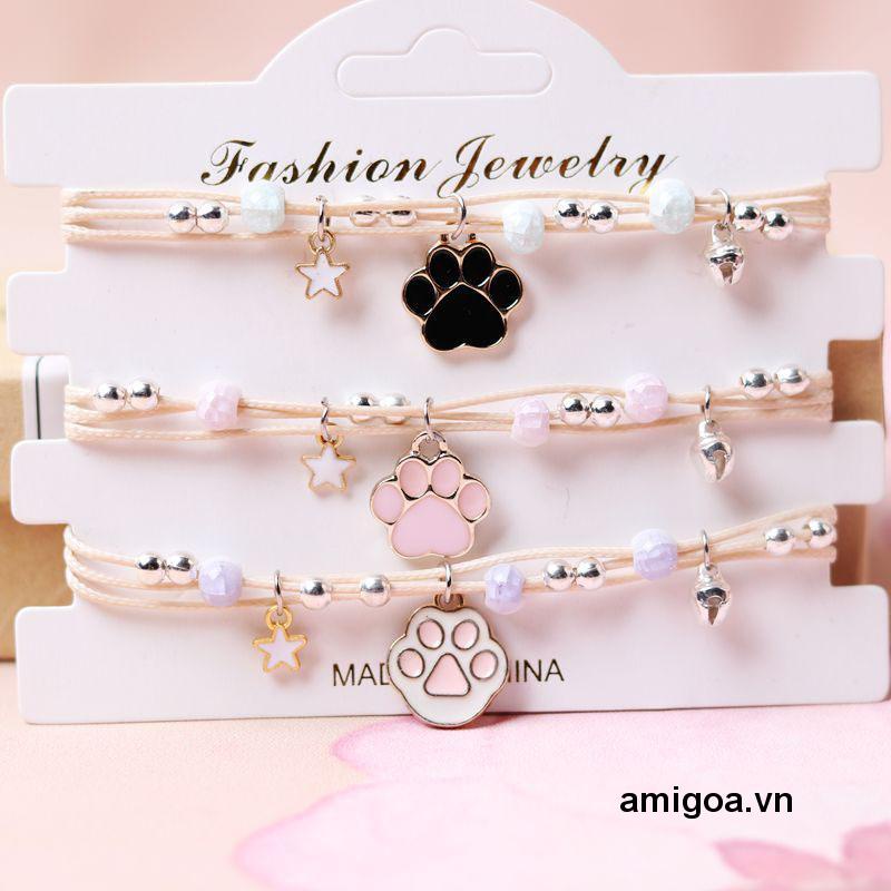【amigoa.vn】Vòng Tay Hình Chân Mèo Hoạt Hình Đơn Giản Dành Cho Nữ Sinh