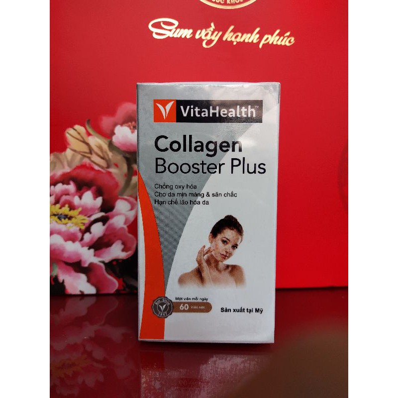 Viên Uống Bổ Sung Collagen Giúp Đẹp Da, Chống Lão Hóa, Tái Tạo Da Vitahealth Collagen Booster Plus+ Hộp 60 Viên