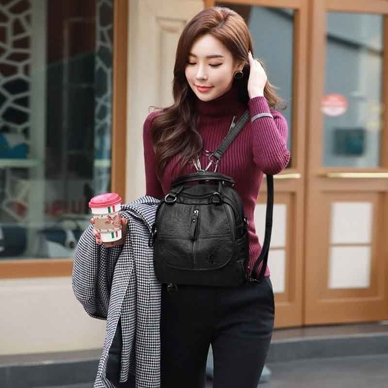 Ba Lô Da Pu Mềm Đa Chức Năng Cho Nữ