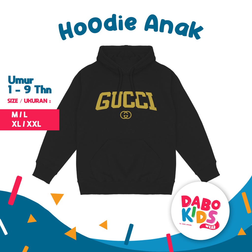 Áo hoodie Cổ Thuyền In Hình logo Gucci Lớn Màu Trơn Cho Bé Trai Gái 3-9 Tuổi bandung