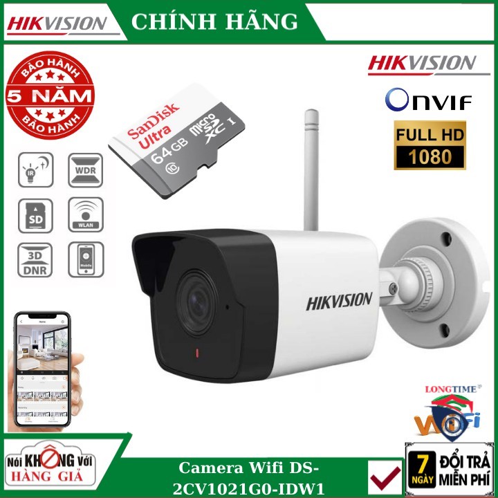 Camera IP Wifi 2MP HIKVISION DS-2CV1021G0-IDW1 , phát hiện chuyển động , đàm thoại 2 chiều