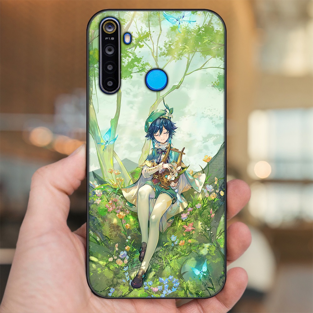 Ốp lưng Realme 5, 5 Pro viền đen in hình Venti Genshin Impact