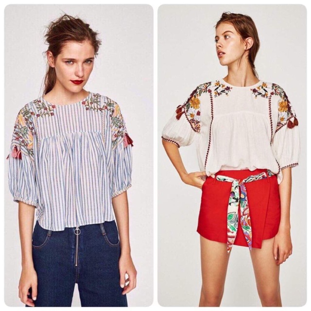 Áo babydoll zara trắng