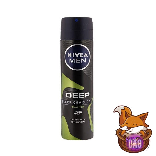 Bộ 3 chai xịt ngăn mùi Nivea Men than hoạt tính 150ml - Deep Espresso,Deep Amazonia,Deep Dry & Clean Feel