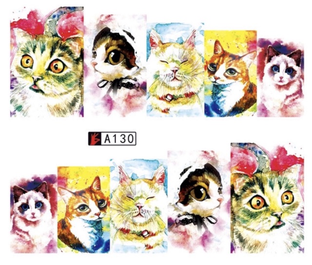 ✅Stick nước 5D hình mèo dán móng tay.