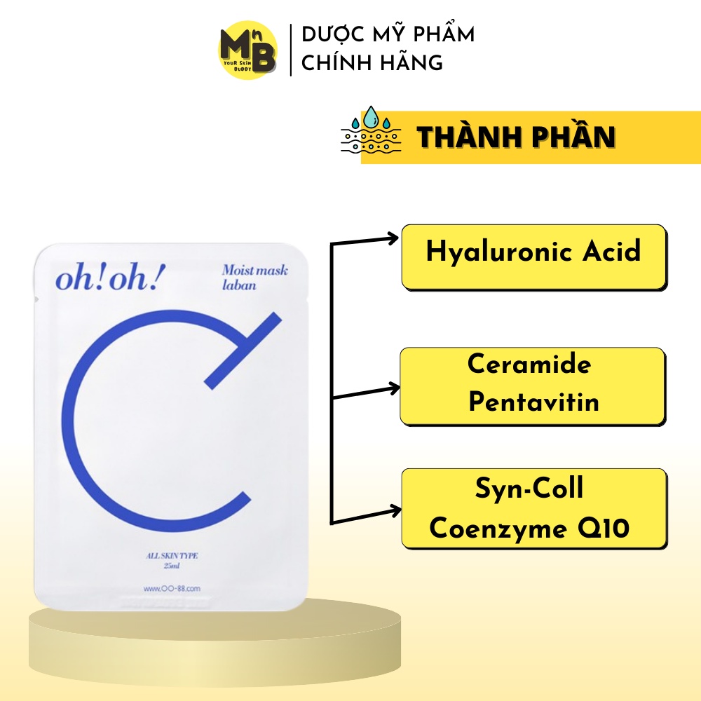 Mặt Nạ Giấy Dưỡng Ẩm Phục Hồi Chống Lão Hóa Da Oh! Oh! Moist Mask Laban 25ml