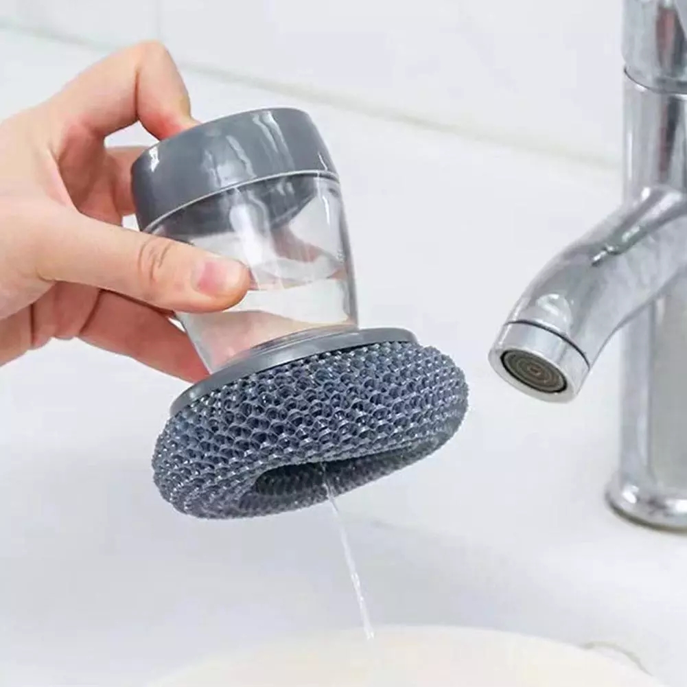 Bàn chải chà nồi dây thép tay cầm ngắn tự động cho nhà bếp