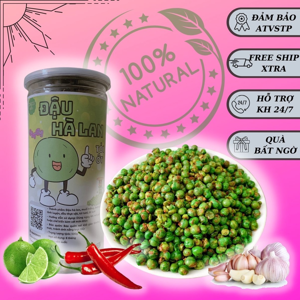 Đậu hà lan HomeFood 500g  FREESHIP  đậu hà lan tỏi ớt đồ ăn vặt Hà Nội ngon bổ rẻ an toàn vệ sinh thực phẩm