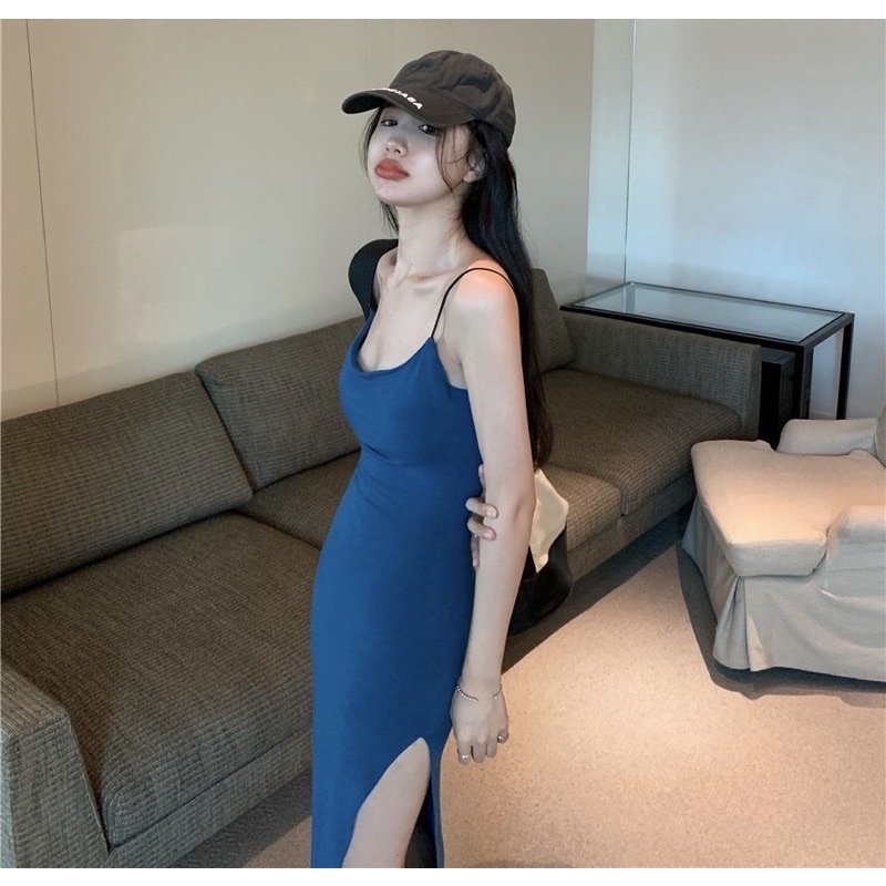 Đầm 2 dây ôm body xẻ đùi Ulzzang