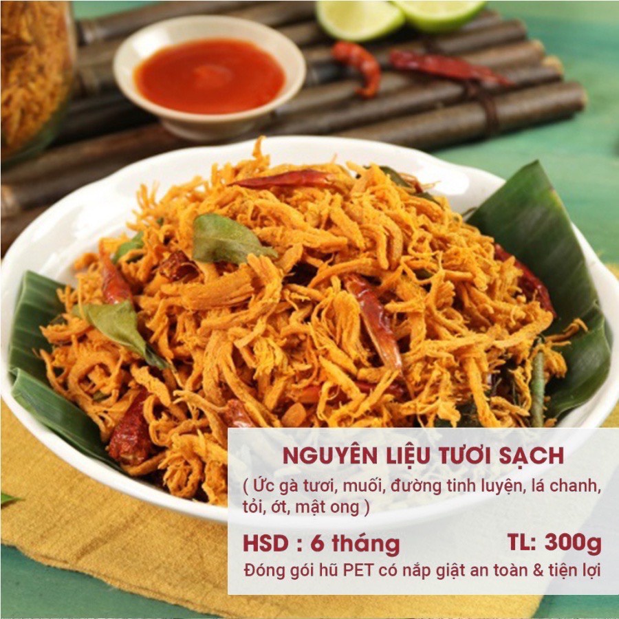 Khô gà lá chanh xé cay 90 Food 300G thơm ngon nhức nách, đồ ăn vặt Việt Nam an toàn vệ sinh thực phẩm