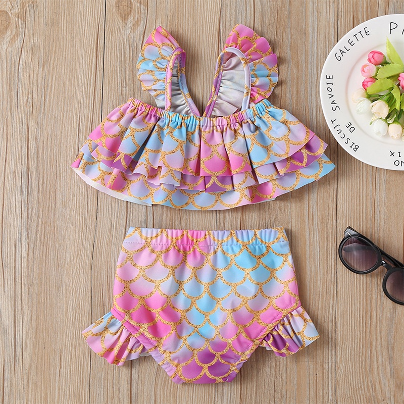 Bộ Đồ Bơi Hai Dây Bikini Nàng Tiên Cá Dễ Thương Thời Trang Dành Cho Bé Gái 1-6Tuổi