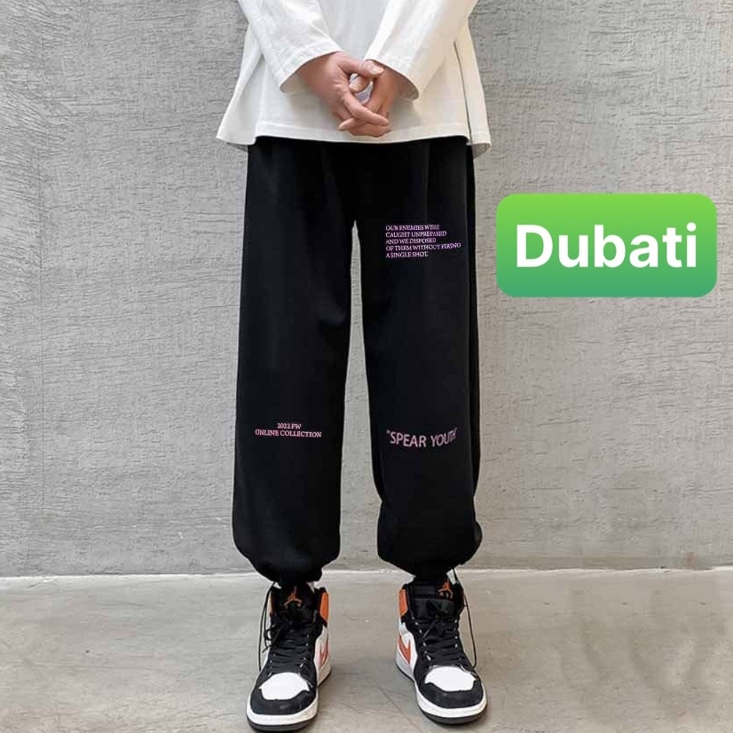 QUẦN JOGGER  NAM NỮ UNISEX CHẤT NỈ DÀY DA CÁ ỐNG SUÔNG RỘNG THÊU CHỮ YOUTH RÚT DÂY TREND HÀN QUỐC VIP PRO - DUBATI FASHI
