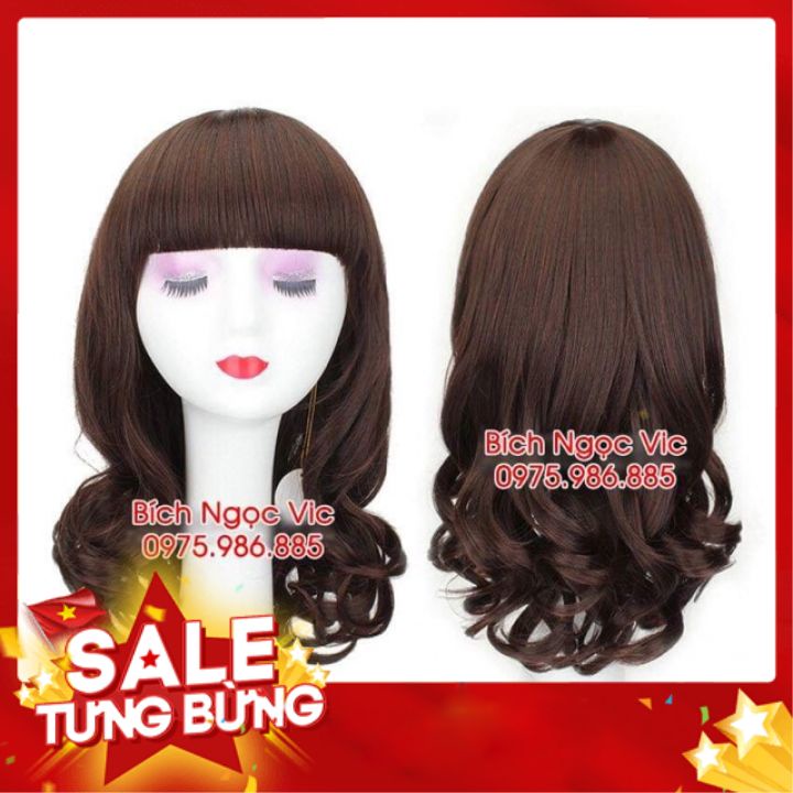 Tóc Giả Cả Đầu - Tóc Giả Nguyên Đầu Xoăn Ngắn Ngang Vai 🔸Bichngocvic' s Shop