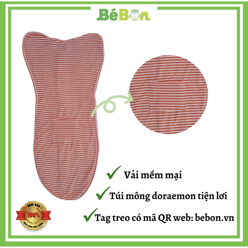 Nhộng Chũn Giúp Bé Ngủ Ngon Bé Bon - Khoá 2 Chiều, Vải Cotton Mềm Mịn Thoáng Mát