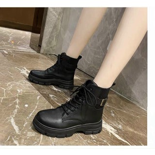 Boot chiến binh cổ cao đen trắng