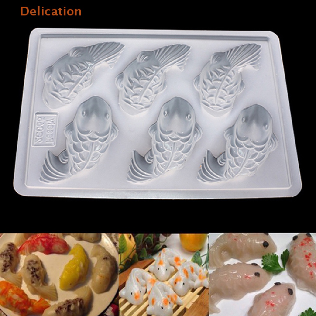 1 Khuôn Silicone Làm Bánh / Xà Phòng 6 Lỗ Hình Cá Chép 3D DIY