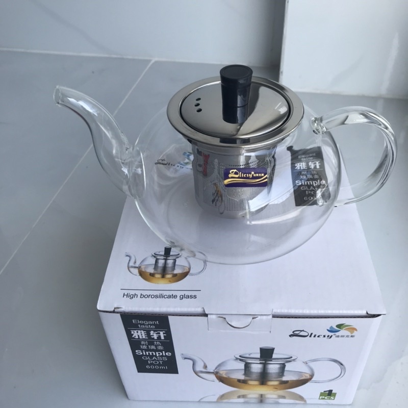 Ấm Trà Thuỷ tinh Cao Cấp 300ml-600ml-1000ml kèm phễu lọc trà