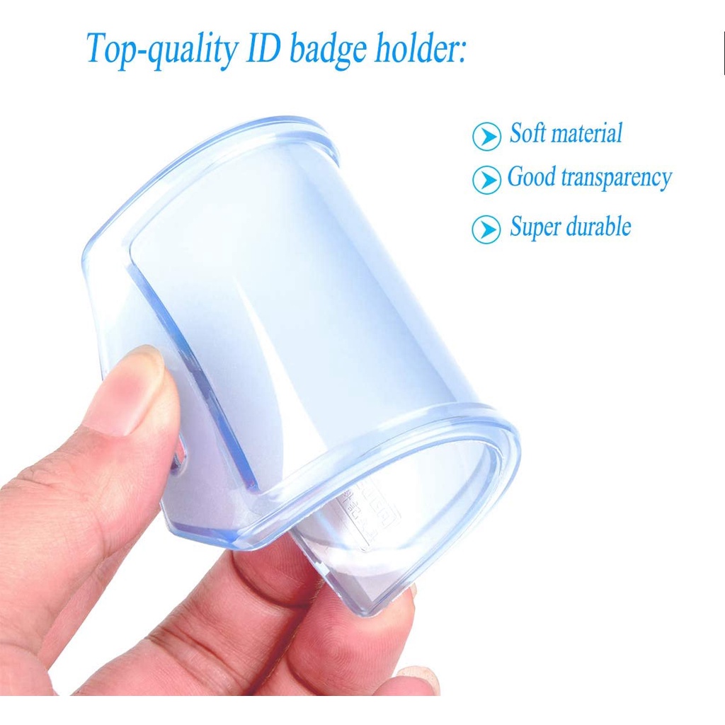Set 5 Kẹp Giữ Thẻ Tên ID Bằng Nhựa Trong Suốt Dày Dặn Tiện Dụng