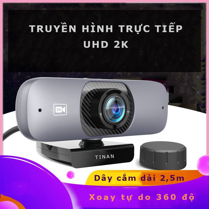 [ 2K, Micro, Góc nhìn siêu rộng 130°] Webcam UHD 2K Kèm Micro, Xoay 360 Độ, Góc nhìn siêu rộng 130°, Phù Hợp Hội Nghị | WebRaoVat - webraovat.net.vn