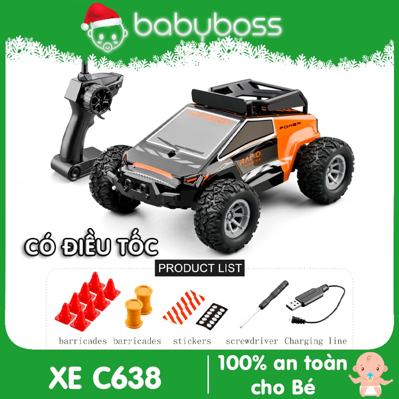 Xe mini điều khiển từ xa tốc độ cao có điều tốc đèn led 2.4ghz C638 C658 - Babyboss