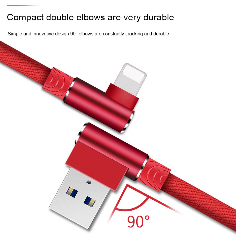 90 DEGREE Dây Cáp Sạc Nhanh Usb Loại C 90 Độ Dài 1 / 2 / 3m Cho Iphone / Android