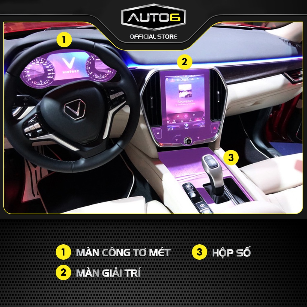 Bộ 4 chi tiết Film PPF trong suốt dán xe VINFAST LUX A, LUX SA chống xước bảo vệ nội thất ô tô - AUTO6