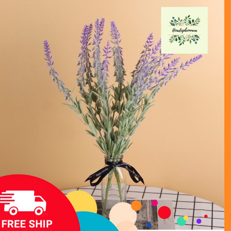 [GIÁ GỐC] Cụm hoa Lavender nhân tạo 43cm trang trí không gian sang trọng, hoa thiết kế, hoa cô dâu 015