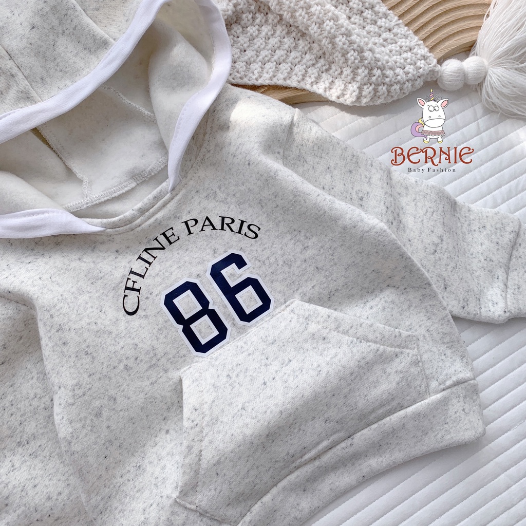 Bộ nỉ bông unisex dày ấm cho bé, set bộ nỉ dài tay có lót bông giữ ấm