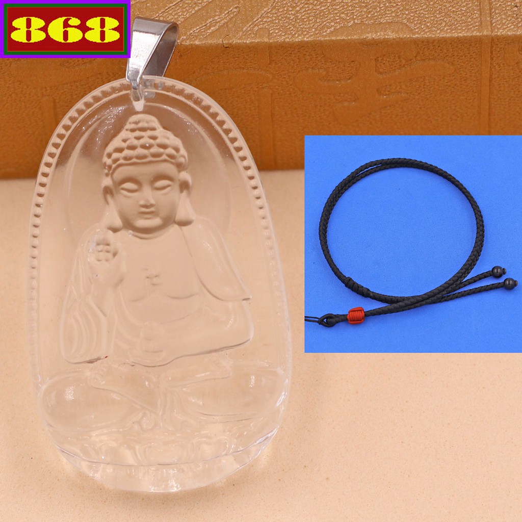 Mặt dây chuyền Phật A di đà pha lê 3.6 cm MTRFLTB7 - Hộ mệnh tuổi Tuất, Hợi