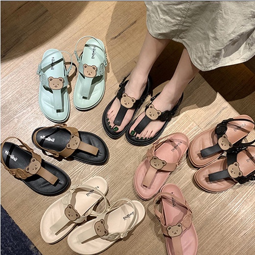 Giày Sandals nữ có trang trí gấu😍TAWANA💥Dép cao su dẻo