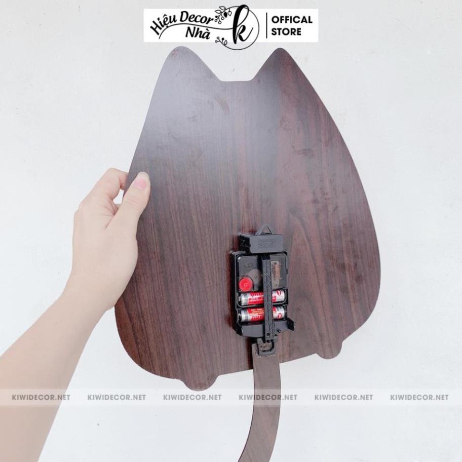 Đồng Hồ Treo Tường Decor Con Mèo Vintage Bằng Gỗ, Trang Trí Homestay, Quà Sinh Nhật - Hiệu Nhà K