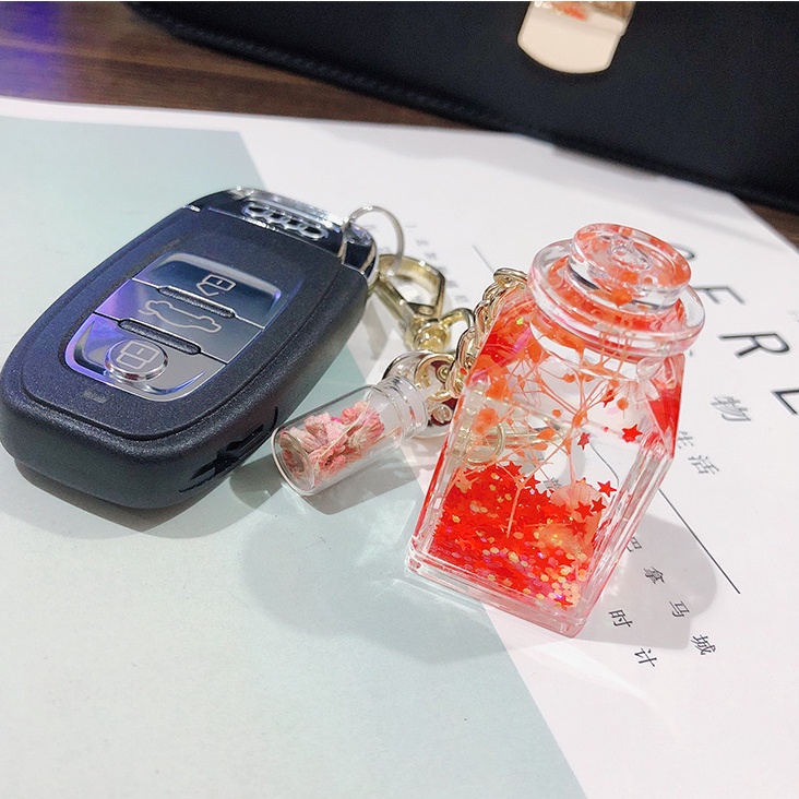 Móc Khóa Hình Chai Nước Hoa Kim Tuyến Lấp Lánh