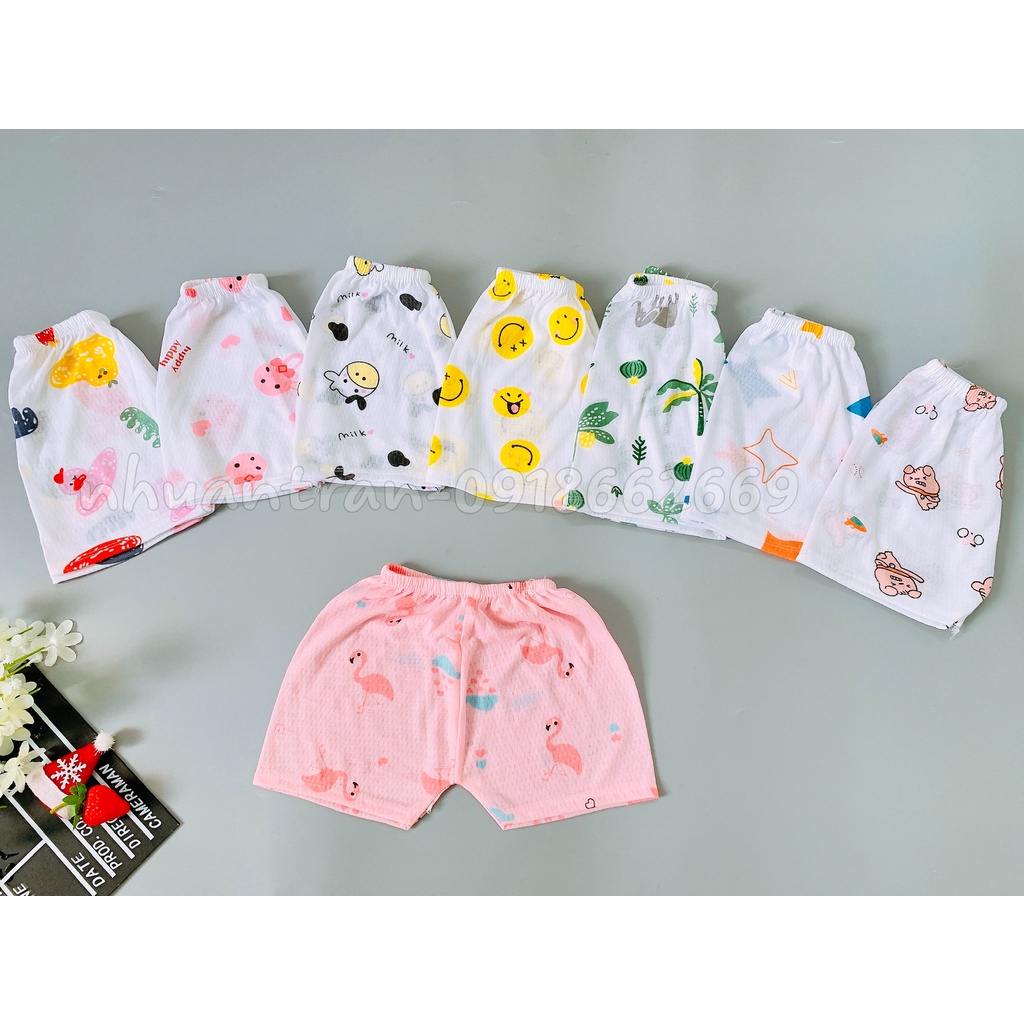 10 cái Quần chục cộc cotton giấy bé trai, bé gái bé size 3-16kg