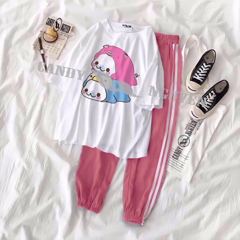 Sét áo đủ hình +quần bo gấu hồng