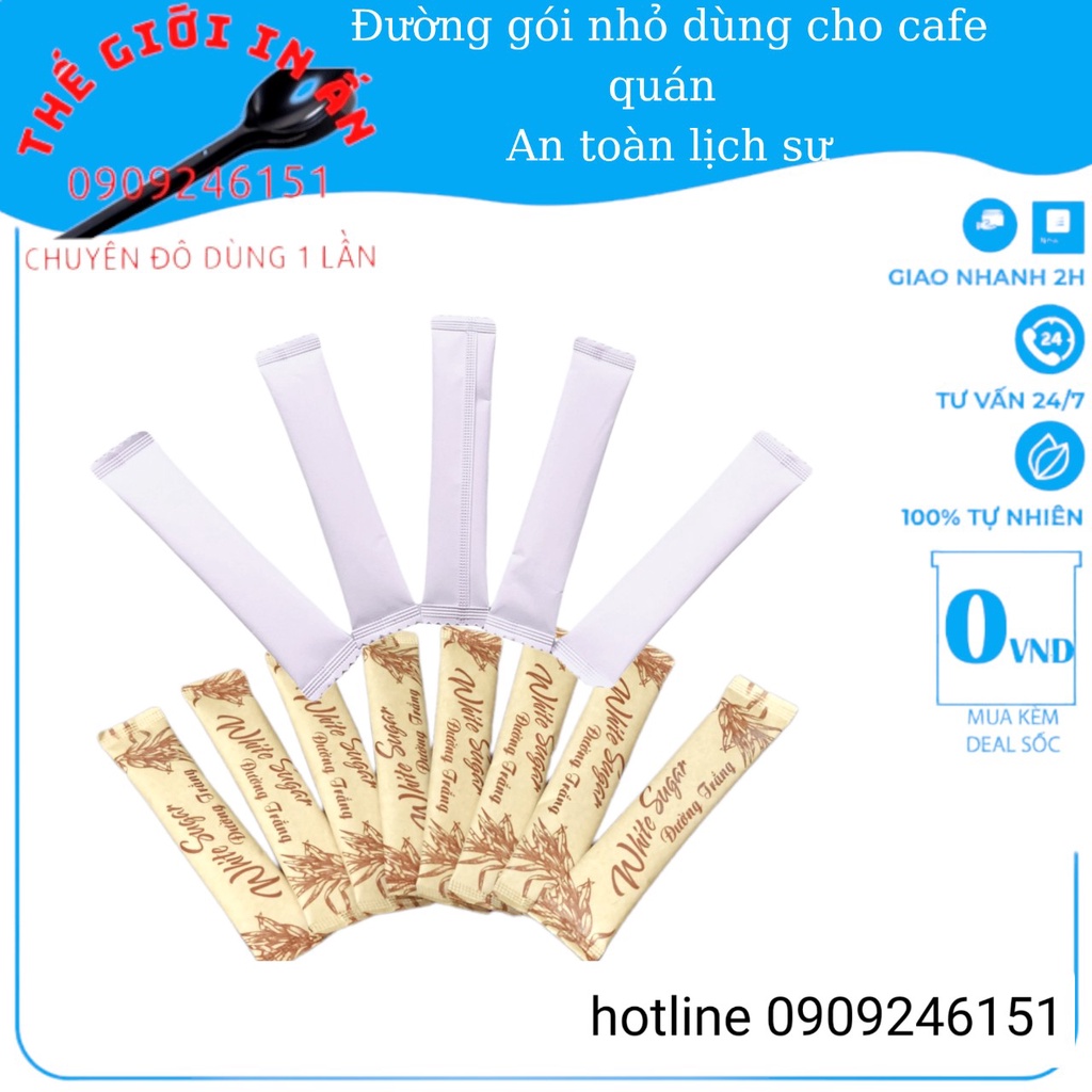 Đường gói nhỏ tiện lợi dùng uống cà phê, đường gói nhỏ giấy trắng ,giấy nâu-5gram -THẾGIOIINAN2021