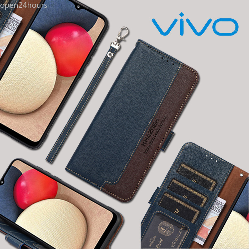 VIVO Bao da Flip với dây đeo tay Vivo V20 Se Y12S Y20S Y20 2021 Y30 Y50 Y30I S1 Pro V17 Pro Y12 Y17 Y15 U10 Hộp đựng ví cổ điển mới