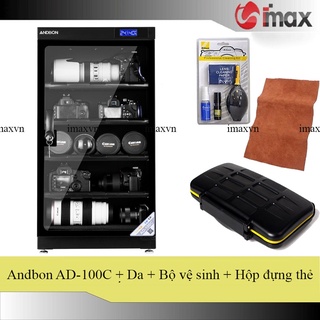 Tủ chống ẩm Andbon AD-100C (100 Lít) - Công nghệ Japan + Hộp đựng thẻ + Bộ vệ sinh máy ảnh  + Da cừu lau len (Da thật)